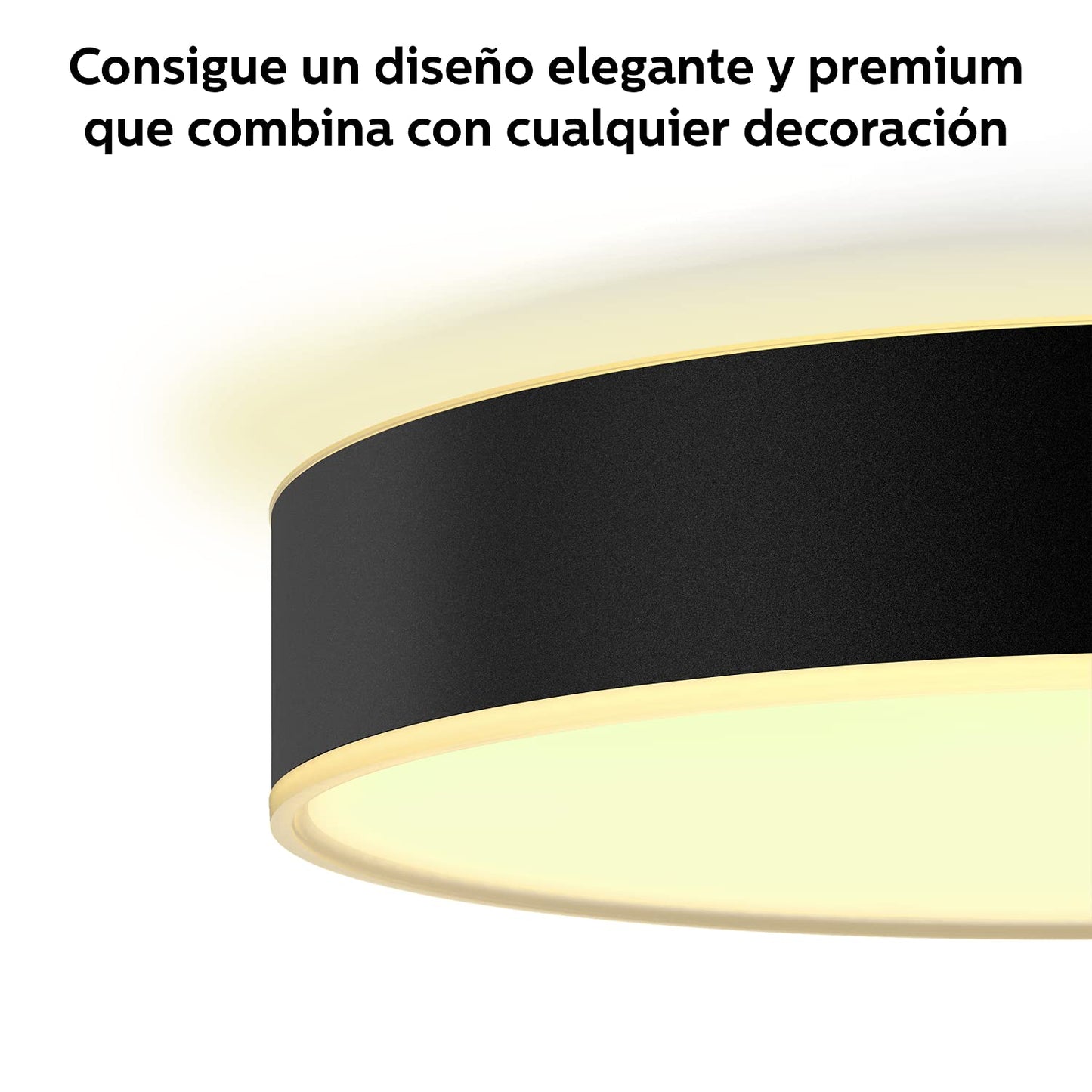 Philips Hue – Lámpara inteligente, Hue Enrave M, Lámpara de Techo LED Inteligente, Luz Blanca de Cálida a Fría, Compatible con Alexa y Google Home, Color Negro