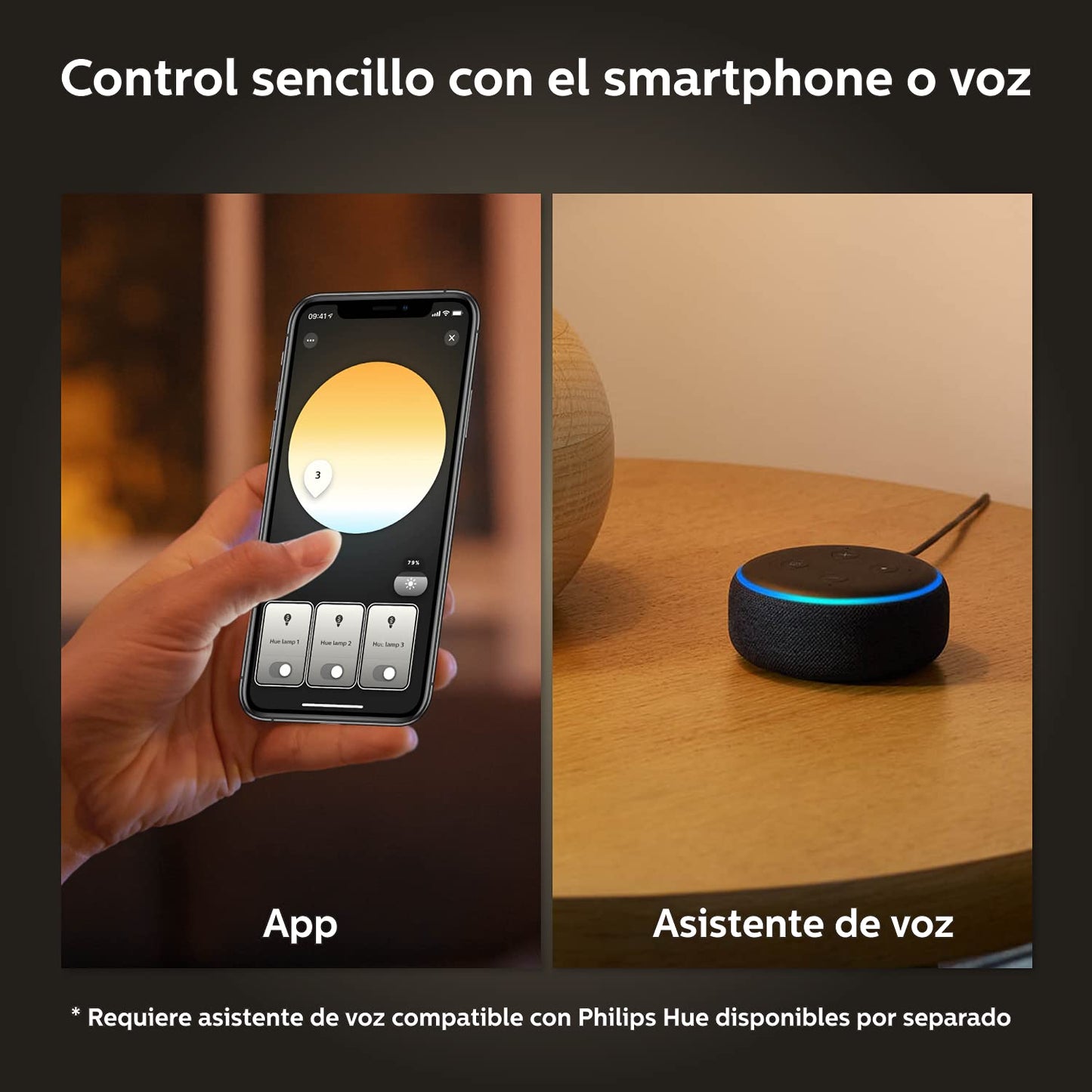 Philips Hue – Lámpara inteligente, Hue Enrave M, Lámpara de Techo LED Inteligente, Luz Blanca de Cálida a Fría, Compatible con Alexa y Google Home, Color Negro