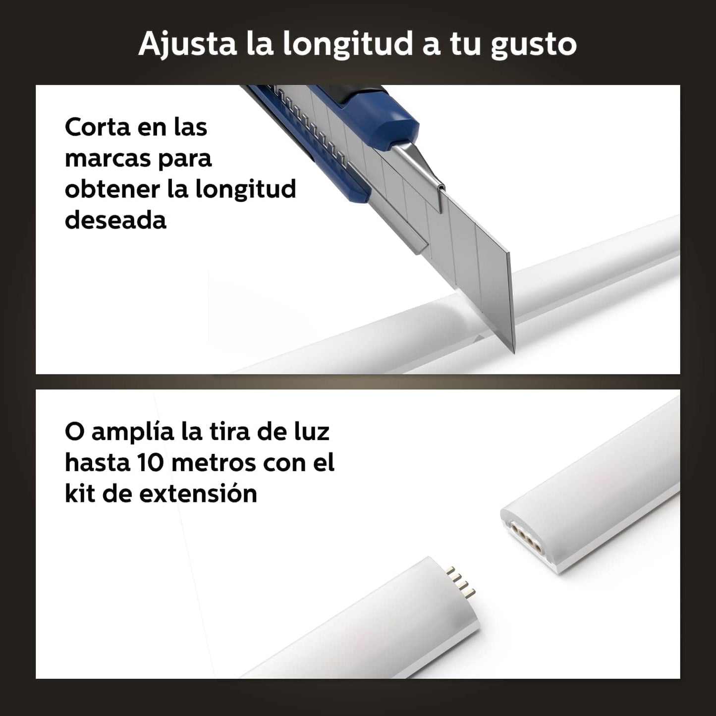 Philips Hue - Tira de Led inteligente Gradient 2m, tira de luces led de luz ambiente para el hogar, Luz Blanca y de luces de colores, Compatible con Alexa y Google Home