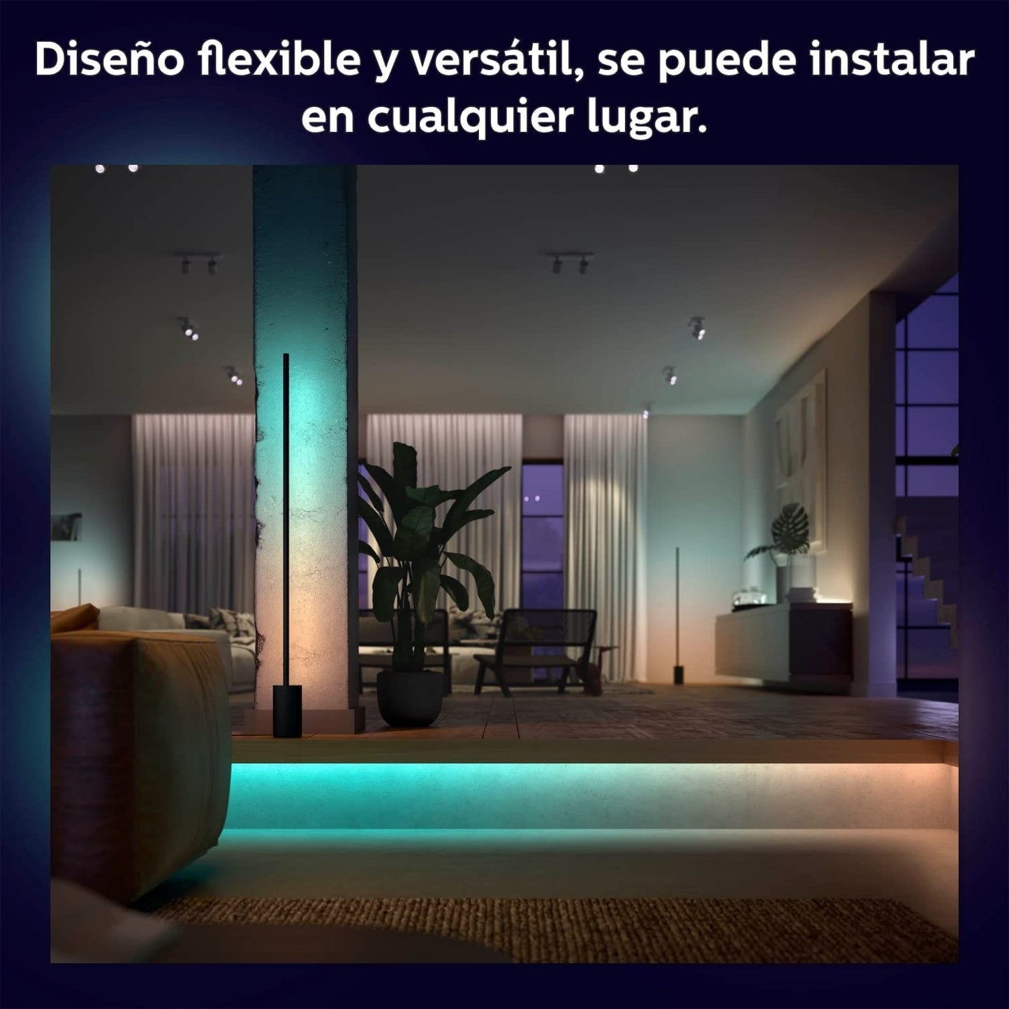 Philips Hue - Tira de Led inteligente Gradient 2m, tira de luces led de luz ambiente para el hogar, Luz Blanca y de luces de colores, Compatible con Alexa y Google Home