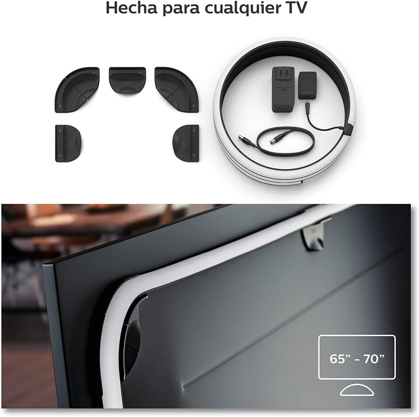 Philips Hue Play Gradient Lightstrip Tira Inteligente LED, 20 W, Luz Blanca y Colores, 65 Pulgadas