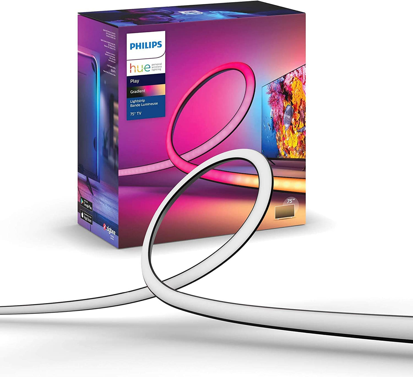 Philips Hue Play Gradient Lightstrip Tira Inteligente LED, 20 W, Luz Blanca y Colores, 65 Pulgadas
