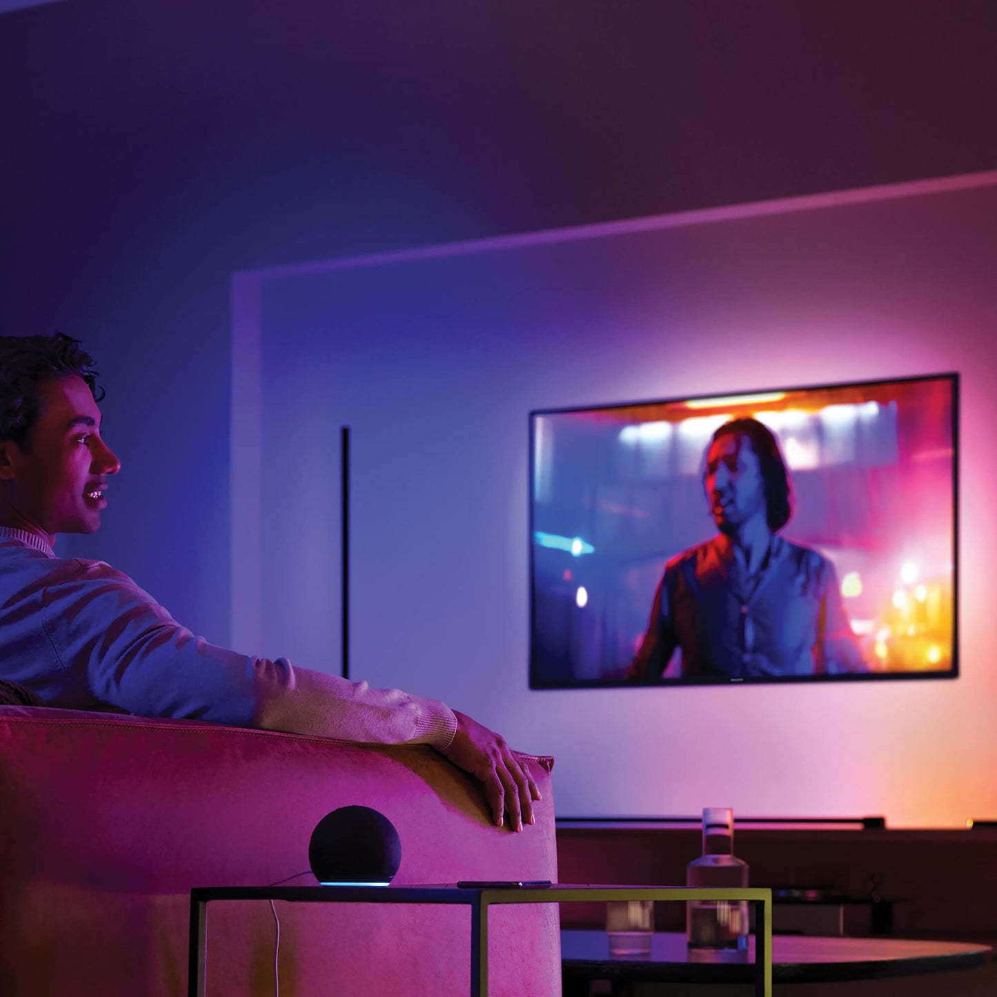 Philips Hue – Lámpara inteligente, Hue Play, Tubo de Mesa LED Inteligente, Luz Blanca y de Colores, Compatible con Alexa y Google Home, Color Negro- 125cm