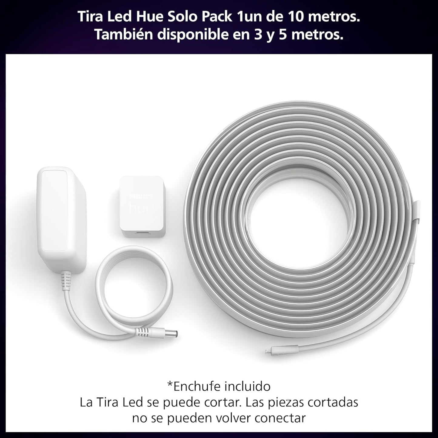 Philips Hue Solo 10M - Tira de luces LED Inteligente (1 x 10 m), tira de luces de colores ideal para iluminación interior, control con Hue App, compatible con Alexa, Google Assistant y Apple HomeKit