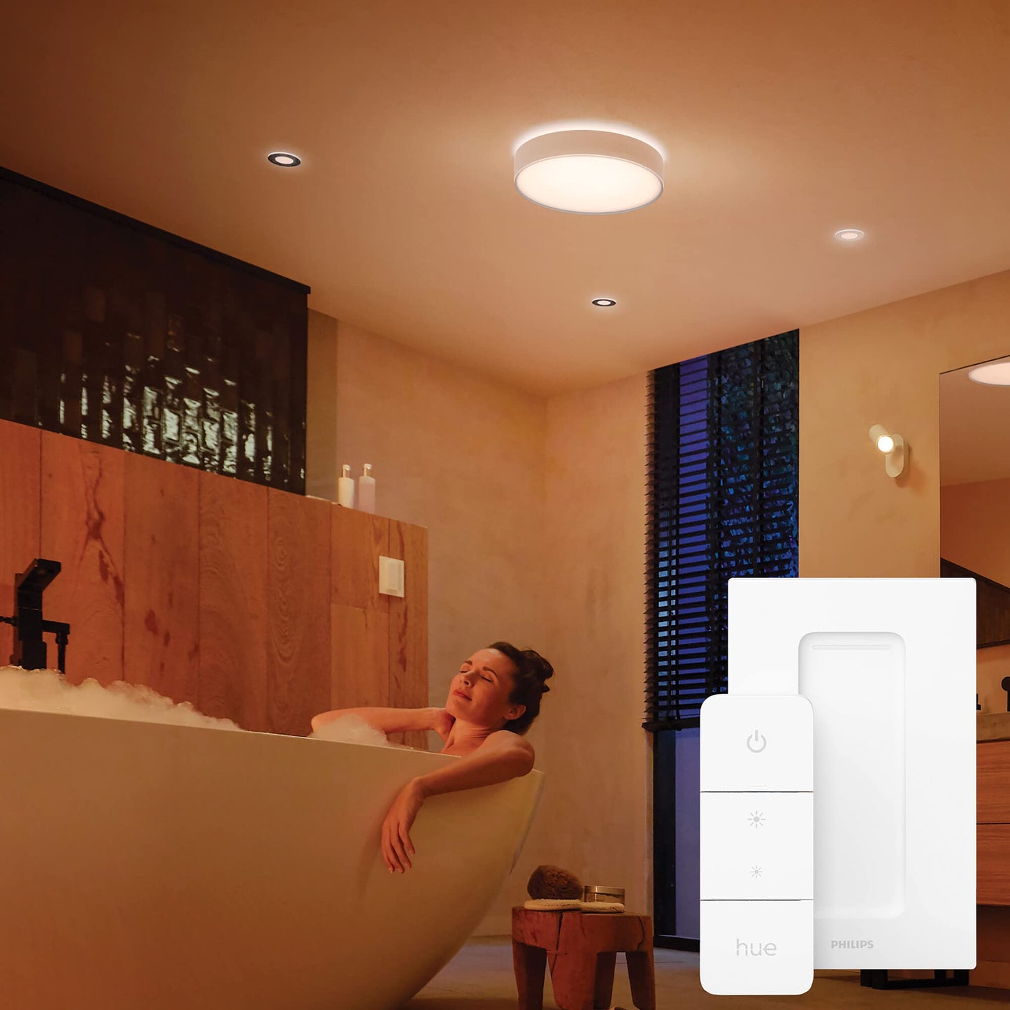 Philips Hue – Lámpara inteligente, Hue Enrave XL, Lámpara de Techo LED Inteligente, Luz Blanca de Cálida a Fría, Compatible con Alexa y Google Home, Color Blanco
