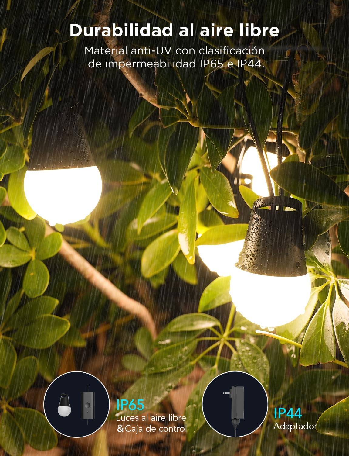 Govee Guirnalda de Luces Inteligentes para Exteriores 2, 30M RGBIC Luces para Exteriores, Bombillas LED Blancas cálidas, Patio Trasero, IP65 Prueba de Agua, Funciona con Alexa, Control de Aplicacione