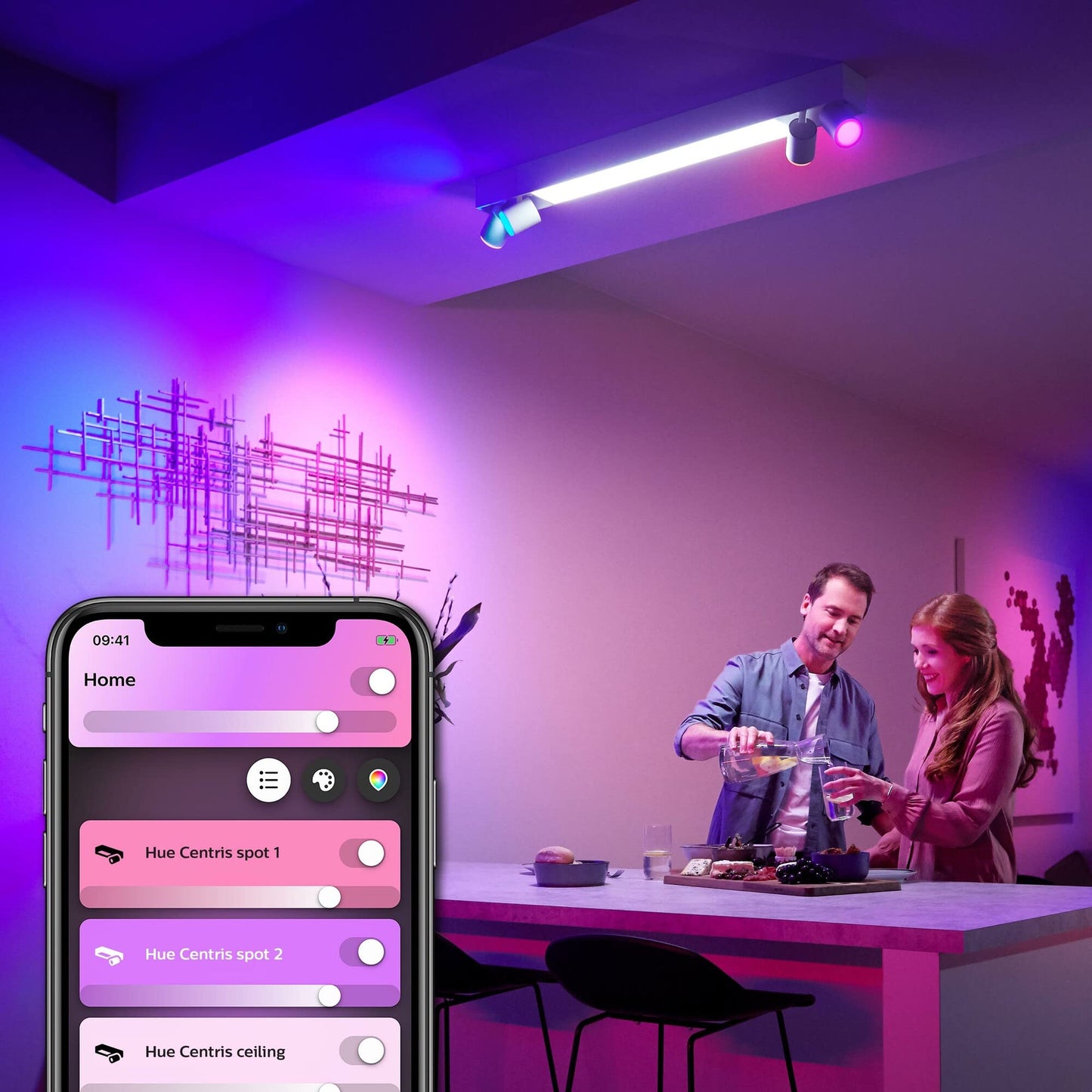 Philips Hue – Lámpara inteligente, Hue Centris, Foco LED Inteligente, Luz Blanca y de Colores, Compatible con Alexa y Google Home, Color Blanco