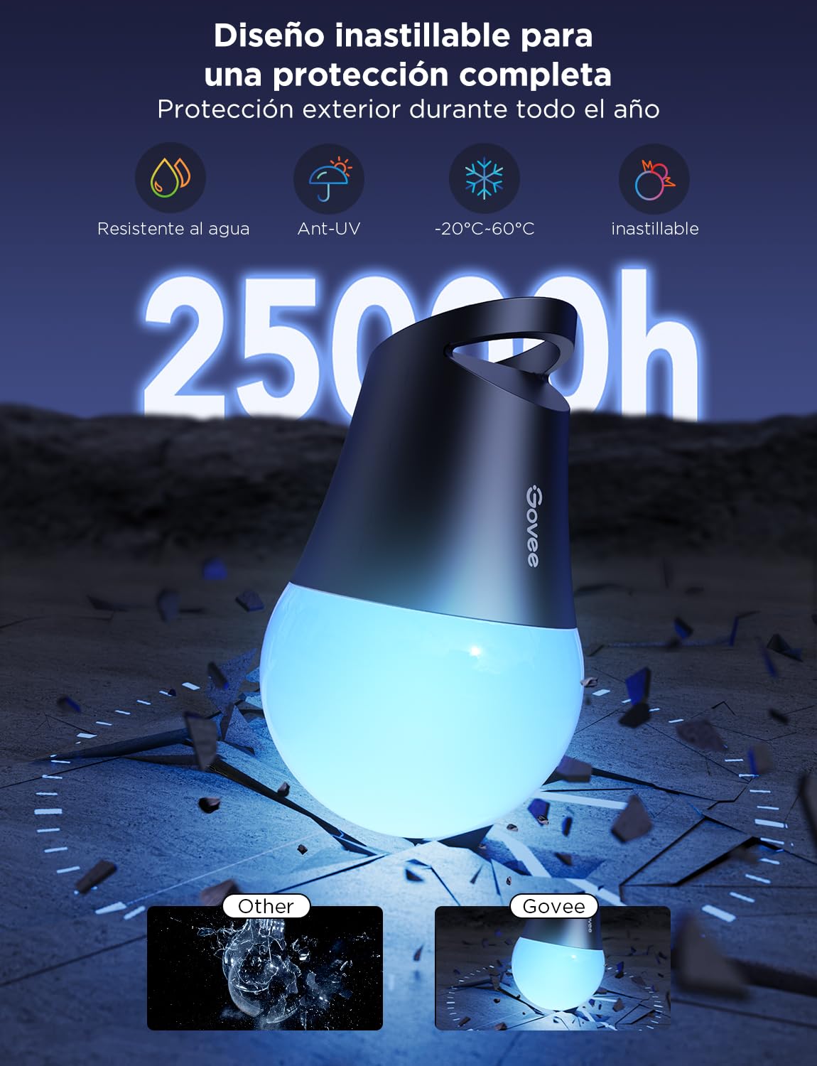 Govee Guirnalda de Luces Inteligentes para Exteriores 2, 30M RGBIC Luces para Exteriores, Bombillas LED Blancas cálidas, Patio Trasero, IP65 Prueba de Agua, Funciona con Alexa, Control de Aplicacione