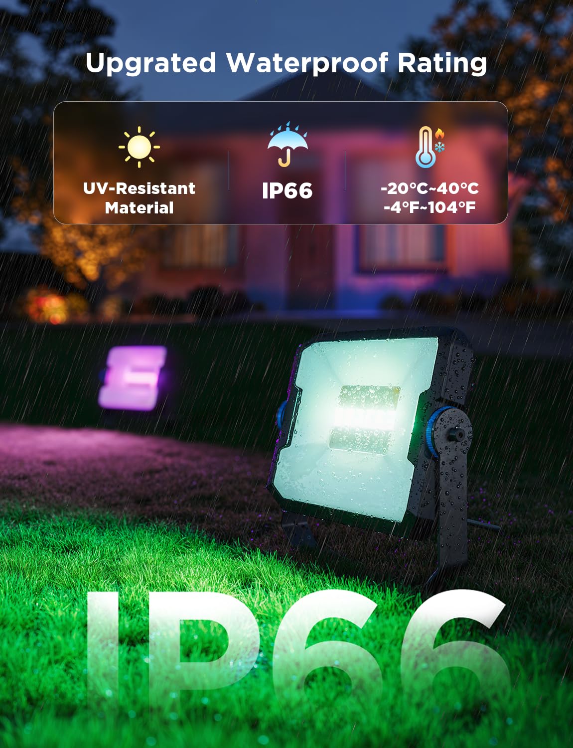 Govee Faros LED Exteriores 2, RGBIC Faros Exteriores con Luz Blanca Fría y Cálida, Funciona con Alexa, Google Home, Matter, 50+ Escenas, Impermeables IP66 Foco para Jardín y Patio, 4pcs