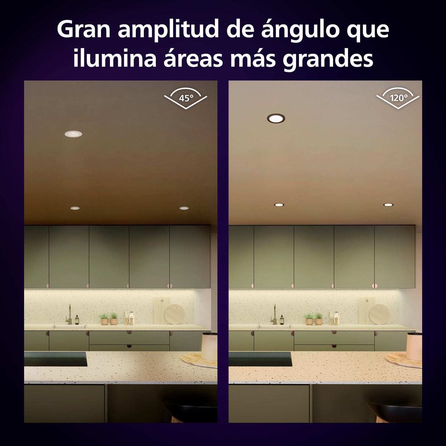 Philips Hue Downlights Slim (Pack de 3un), Tira LED, 90 mm, luz blanca y de color, compatible con Bluetooth, control por voz con Alexa, Apple Home y Google Assistant, en blanco