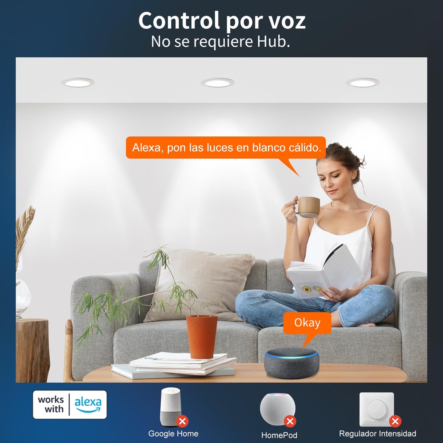 DUSKTEC Smart LED Downlights – Voice & App Control, 10W (6 Pack)