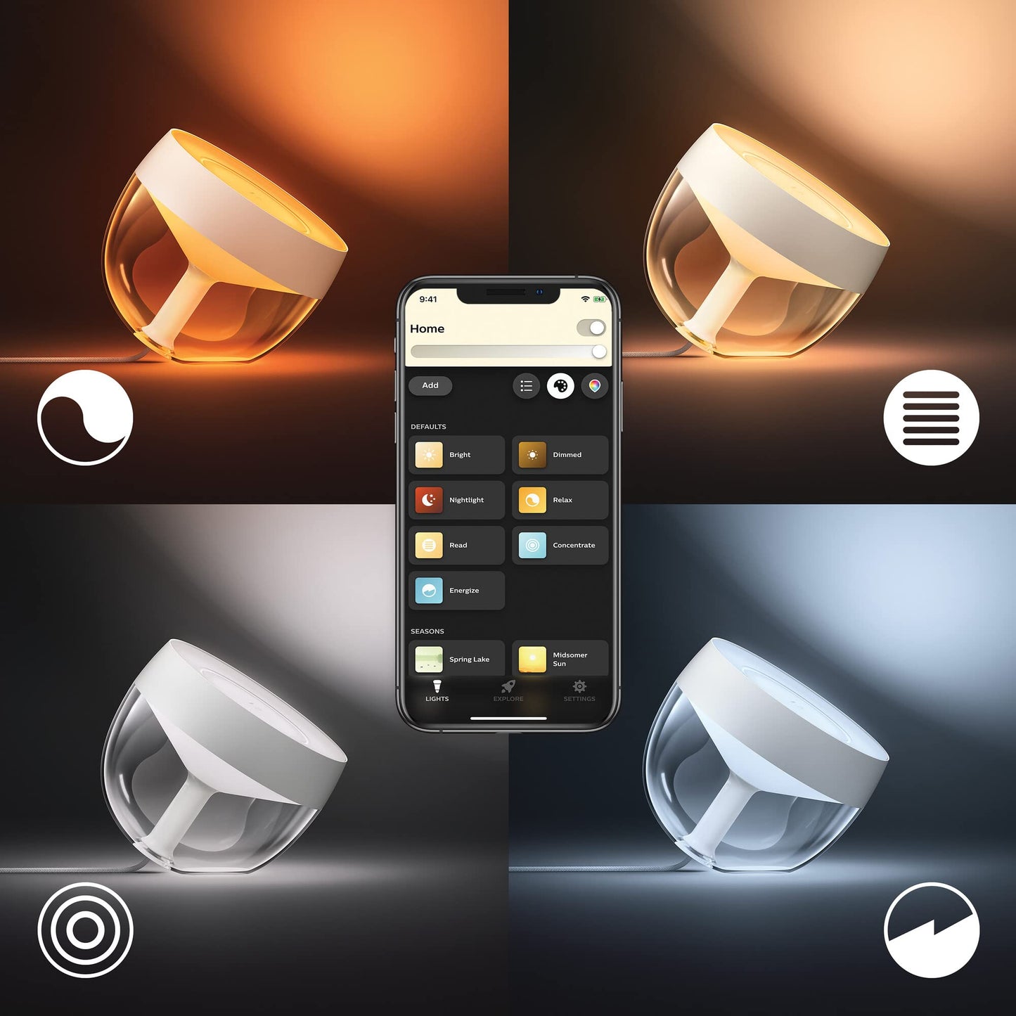 Philips Hue – Lámpara inteligente Philips Hue Iris, Lámpara de Mesa LED Inteligente, 8W - 570 lúmens, Luz Blanca y de Colores, Compatible con Alexa y Google Home, Color Oro