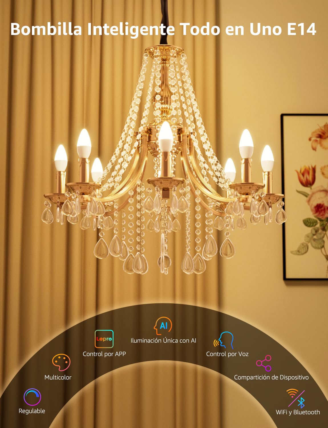 Lepro BC1 Smart Bulbs E14 – RGB, Voice Control, Music Sync (2 Pack)