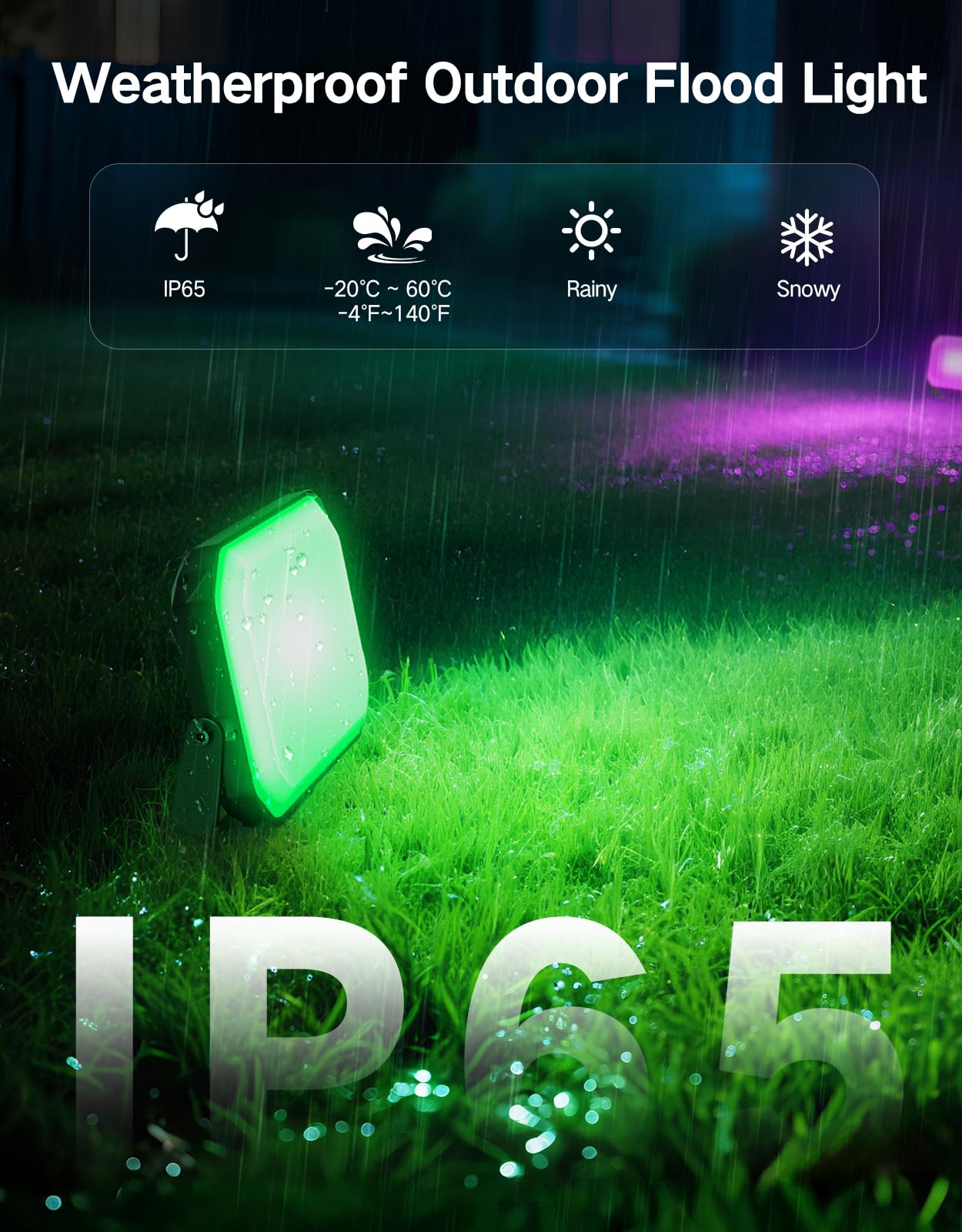 OUTON Foco LED Exterior Inteligente 24W RGBAICW, 2200-6500K, APP + Alexa, IP65, Sincronía Musical, 44 Modos Escena, Pack de 4