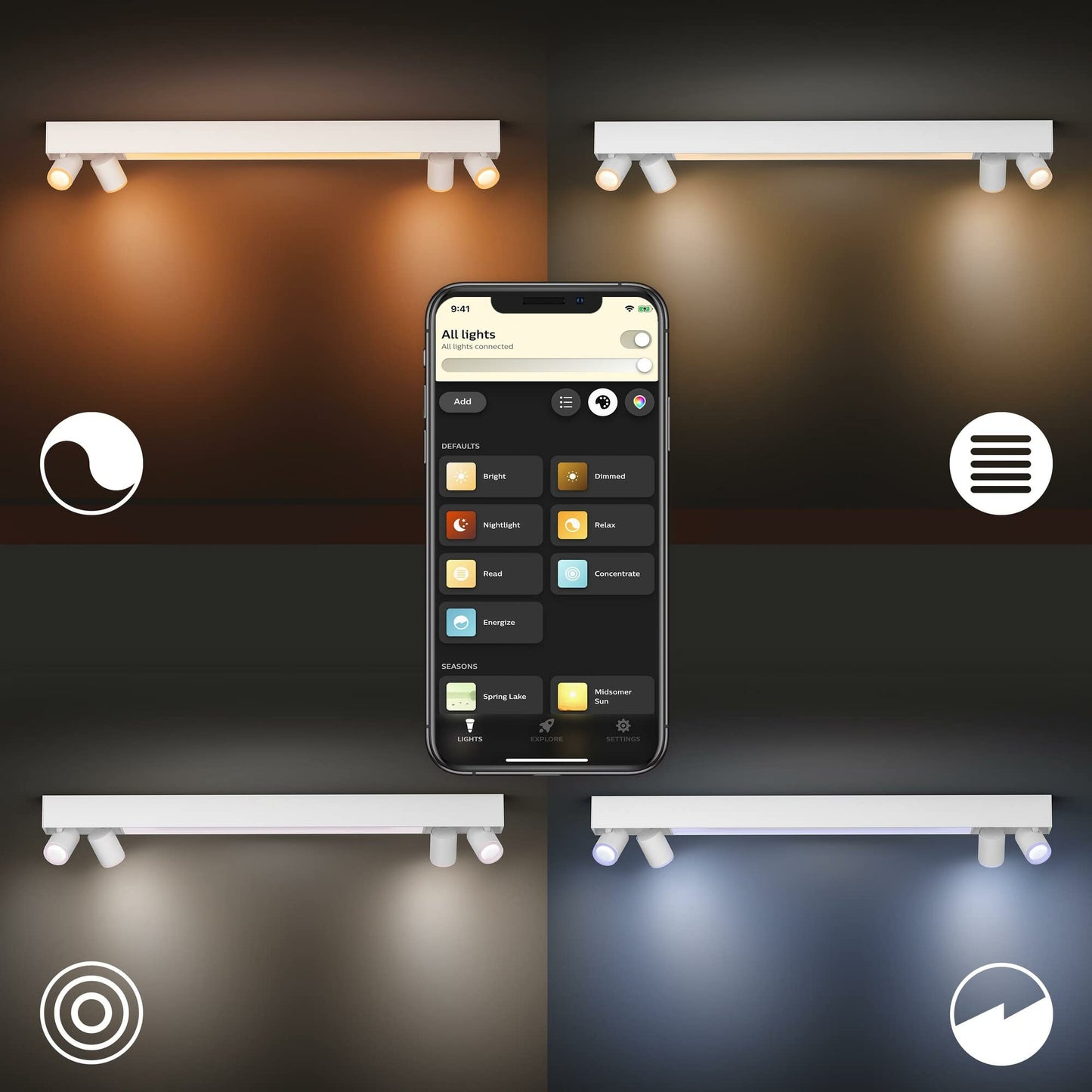 Philips Hue – Lámpara inteligente, Hue Centris, Foco LED Inteligente, Luz Blanca y de Colores, Compatible con Alexa y Google Home, Color Blanco