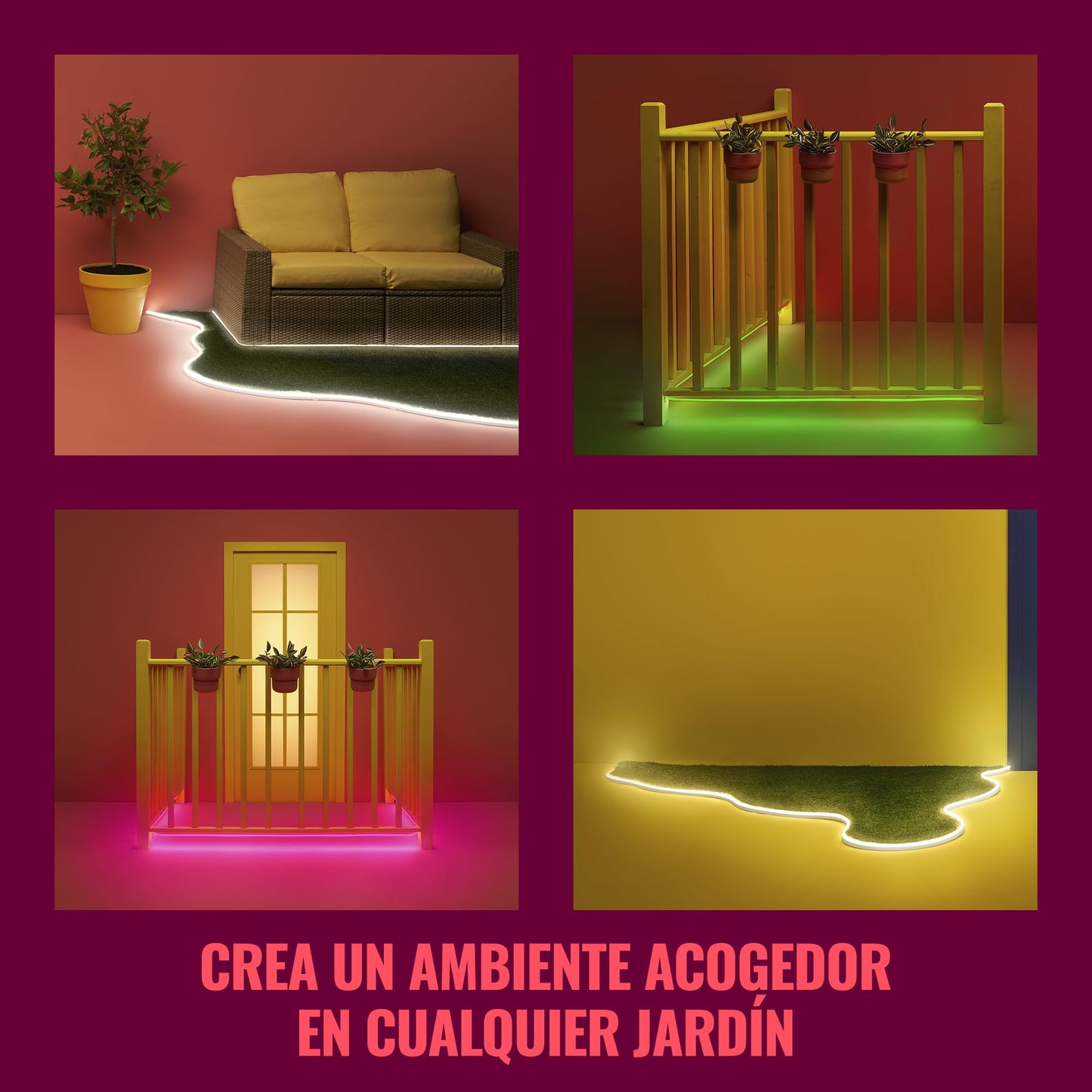 WiZ - Tira Led Inteligente para Exterior, Luz Blanca y de Colores, Wi-Fi, Control por Voz, Compatible con Alexa y Google Home