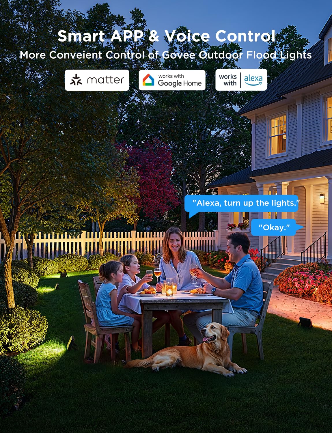 Govee Faros LED Exteriores 2, RGBIC Faros Exteriores con Luz Blanca Fría y Cálida, Funciona con Alexa, Google Home, Matter, 50+ Escenas, Impermeables IP66 Foco para Jardín y Patio, 4pcs