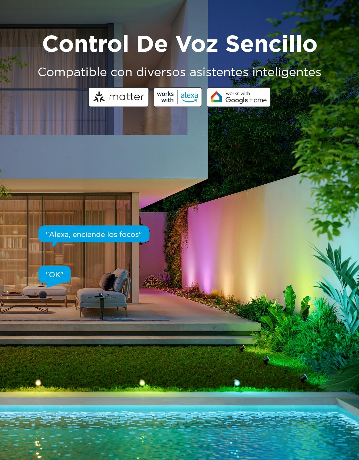 Govee Focos Para Exterior 2, Iluminación de Jardín Resistente al Agua IP67, Foco RGBWIC, 700 lm Regulable, 69 Modos de Escena y 16 mil Colores, Funciona con Alexa, Google Assistant, Matter. 4 paquetes