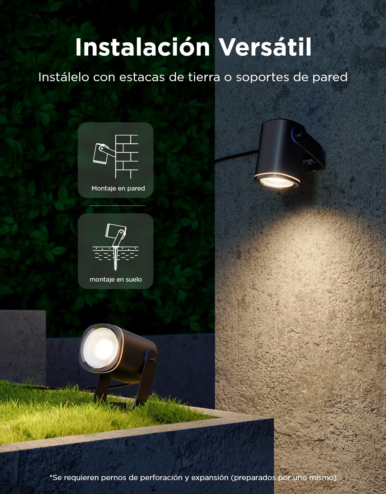 Govee Focos Para Exterior 2, Iluminación de Jardín Resistente al Agua IP67, Foco RGBWIC, 700 lm Regulable, 69 Modos de Escena y 16 mil Colores, Funciona con Alexa, Google Assistant, Matter. 4 paquetes