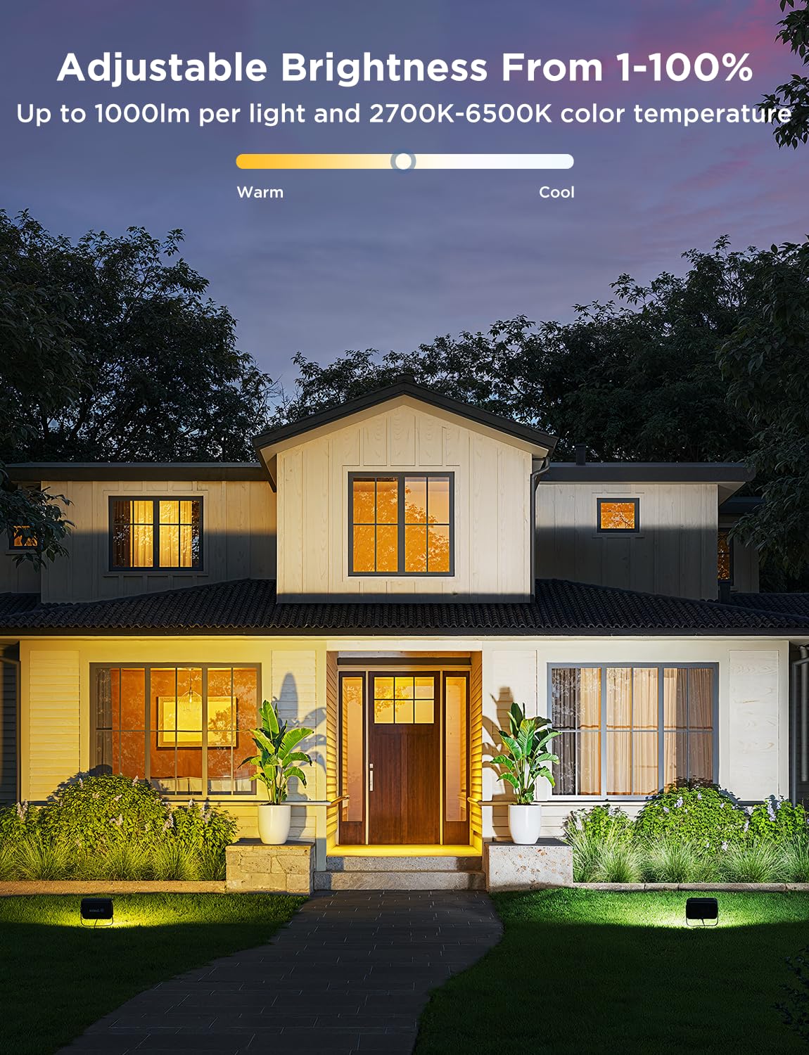 Govee Faros LED Exteriores 2, RGBIC Faros Exteriores con Luz Blanca Fría y Cálida, Funciona con Alexa, Google Home, Matter, 50+ Escenas, Impermeables IP66 Foco para Jardín y Patio, 4pcs