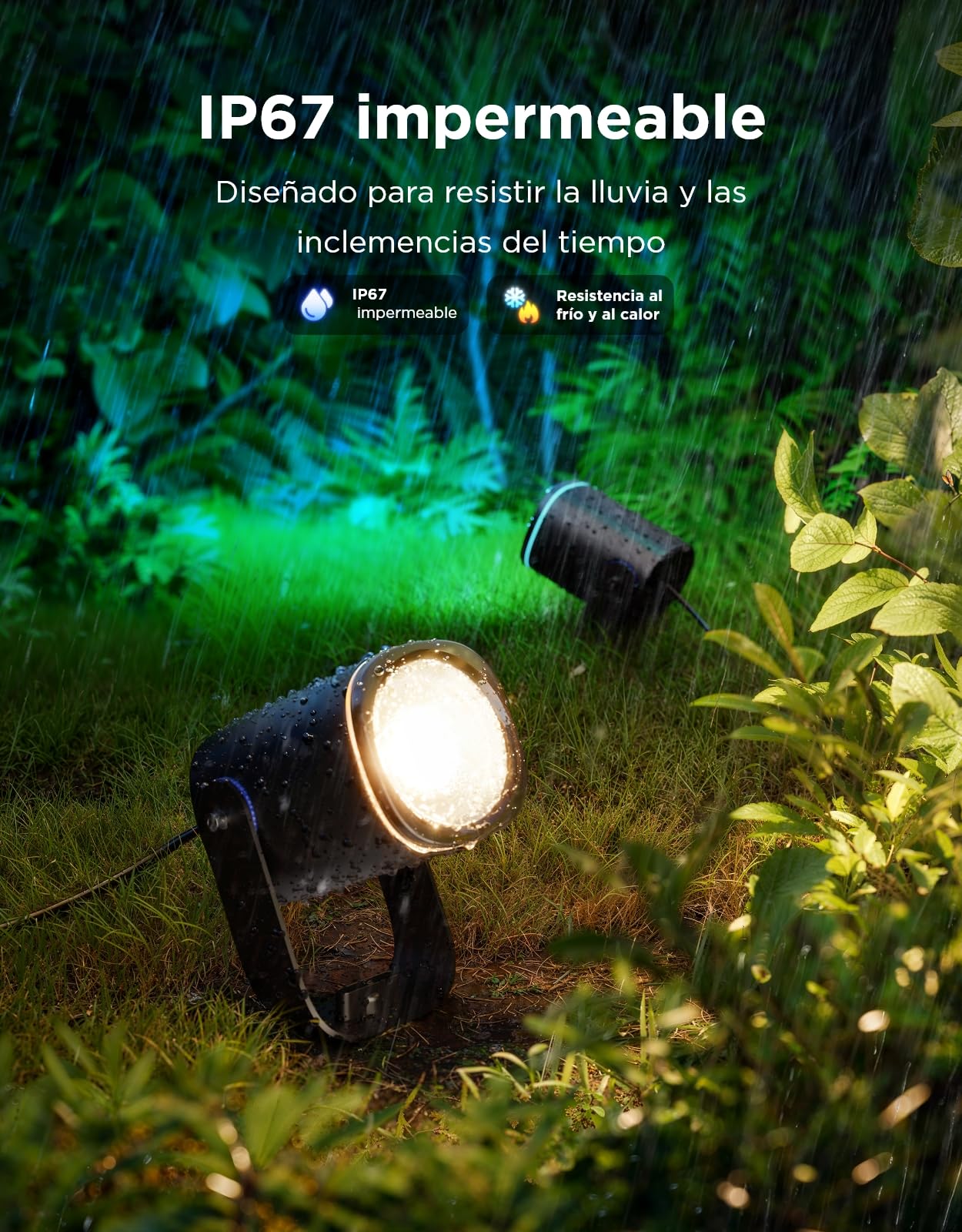 Govee Focos Para Exterior 2, Iluminación de Jardín Resistente al Agua IP67, Foco RGBWIC, 700 lm Regulable, 69 Modos de Escena y 16 mil Colores, Funciona con Alexa, Google Assistant, Matter. 4 paquetes