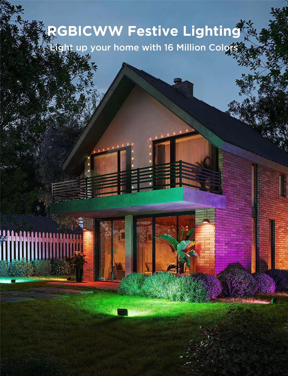 Govee Faros LED Exteriores 2, RGBIC Faros Exteriores con Luz Blanca Fría y Cálida, Funciona con Alexa, Google Home, Matter, 50+ Escenas, Impermeables IP66 Foco para Jardín y Patio, 4pcs