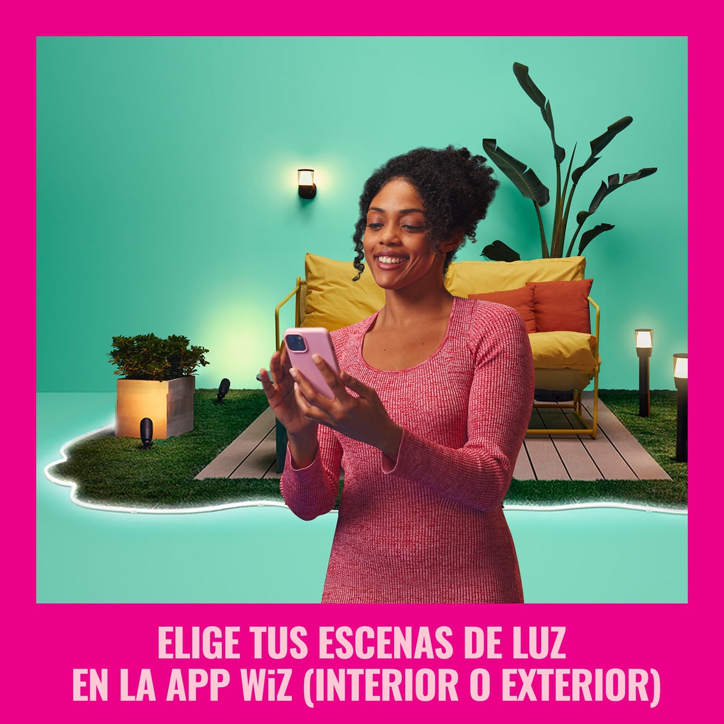 WiZ - Tira Led Inteligente para Exterior, Luz Blanca y de Colores, Wi-Fi, Control por Voz, Compatible con Alexa y Google Home