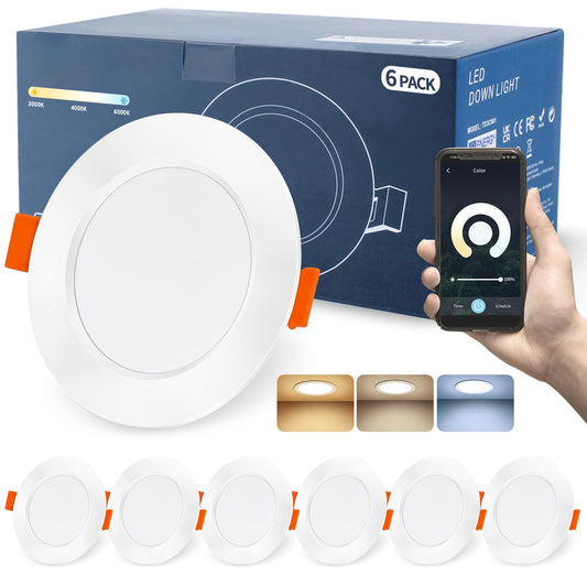 DUSKTEC Smart LED Downlights – Voice & App Control, 10W (6 Pack)