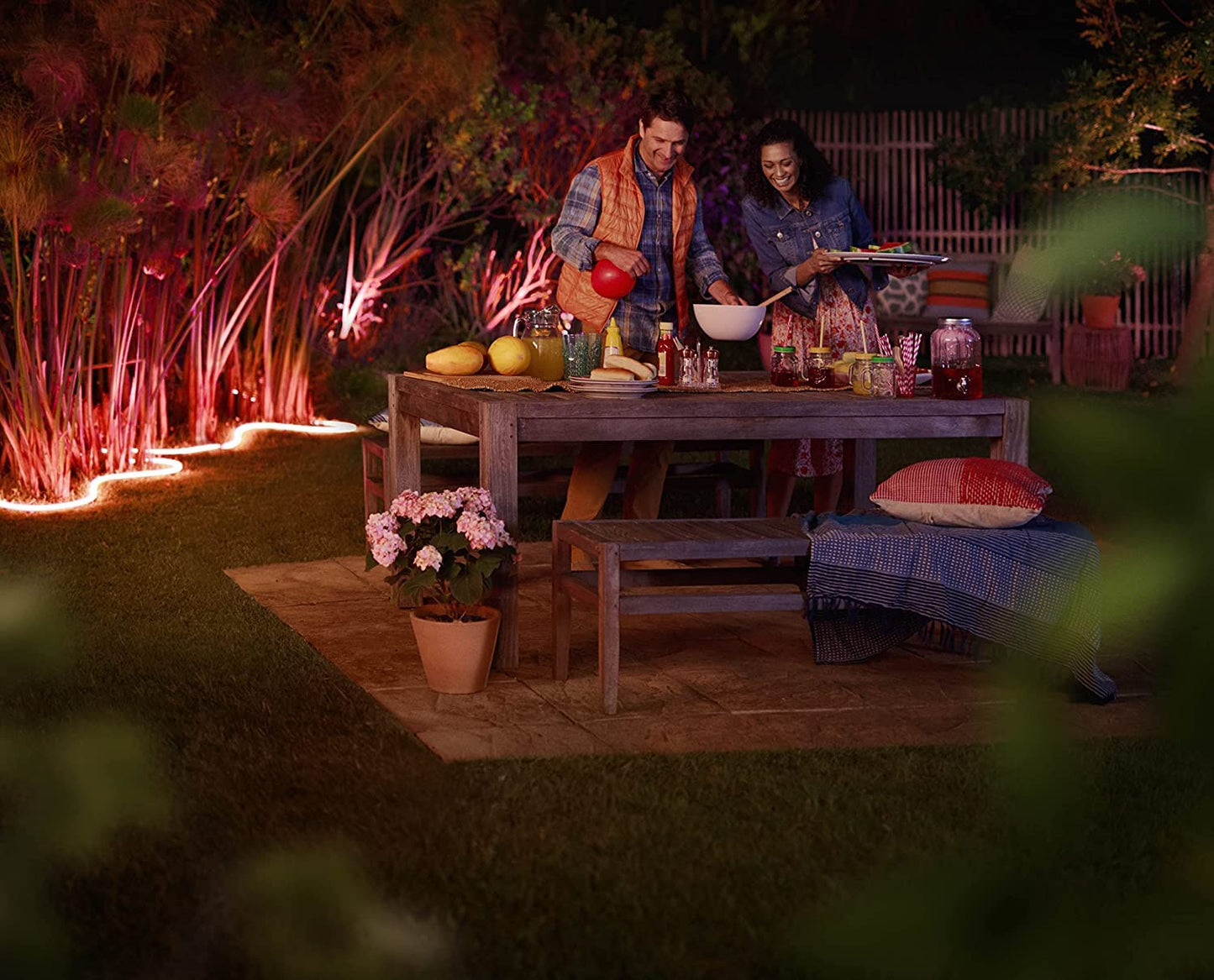 Philips Hue - Tira Led inteligente Exterior 5m y Alimentador, 1650lm, control App o Bluetooth, Sumergible (IP67), Luz Blanca y luces de colores, Compatible con Alexa y Google Home [clase energética G]