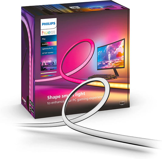 Philips Hue - Tira de luces led inteligente Hue Play Gradient para PC, 32-34", Luz Blanca y de Colores, sincroniza con el contenido de la pantalla, Compatible con Alexa y Google Home